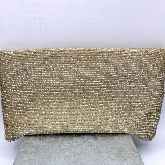 Vintage DELILL Elegant Gold/ Champagne Beaded Clutch Handbag Handmade In China - Picture 5 of 11